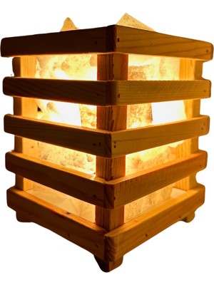 Doğal Kristal Kaya Tuzu Sepetli Tuz Lambası, 3-4kg, Sağlıklı ve Şık Aydınlatma