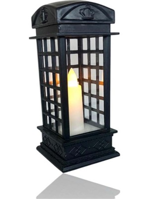 Dekoratif Siyah Telefon Kulübesi Ledli Işık, Şık ve Modern Tasarım