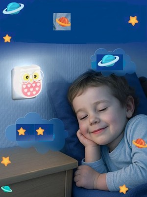 Sevimli Baykuş Tasarımlı Renkli LED Gece Lambası, Odanıza Şık Dokunuş Sağlar