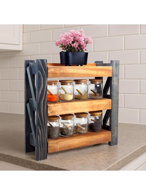 Doğal Ağaç Masif Kütük Lata Baharatlık Rafı Organizer Mutfak Rafı