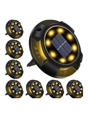 4'lü Solar Panelli Kazıklı Zemin Solar Ledi 8+4 LED Gün Işığı ( Lisinya )