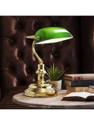 Yeşil Eskitme Dekoratif Çalışma Masası Lambası