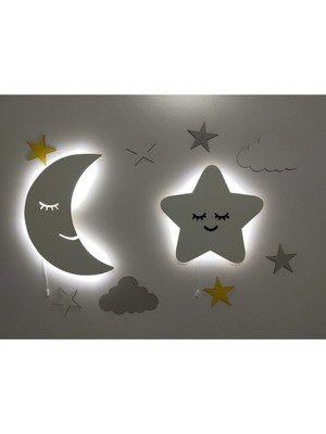 Gri Çocuk Odası Dekoratif Aydınlatma Seti, Şık ve Sıcak Atmosfer Yaratır