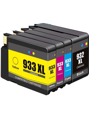 Hp 932XL/933XL (932/933) Hp Officejet 6100, 6600, 7110, 7510, 7610 Yazıcı Uyumlu 4 Renk Muadil Kartuş Seti