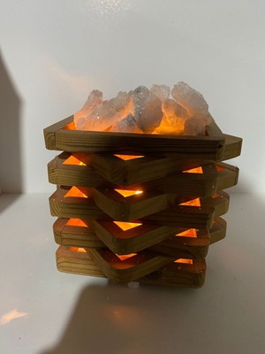 Kahverengi Yıldız Sepet Model Doğal Dekoratif Tuz Lambası, Şık ve Ortamı Güzelleştirir