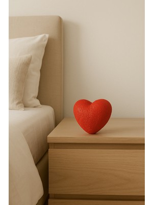 Kırmızı Kalp LED Gece Lambası, Buzlu Cam, Romantik Hediye, 12X12 cm