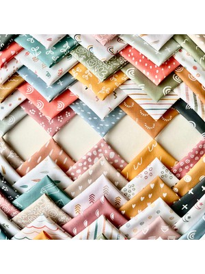 FabricsTown 60 Adet 20x20 cm %100 Pamuk Patchwork Kumaş Seti – Vintage Çiçek Desenli