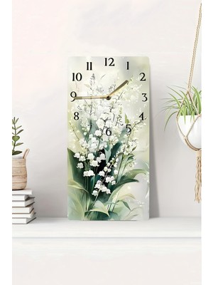 Zambak Temalı Temperli Cam Tablo Saat 30×60 cm Hd Uv Baskı