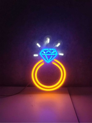Parlak Mavi Yüzük Tektaş Kuyumcu Neon LED Tabela Dekorasyon