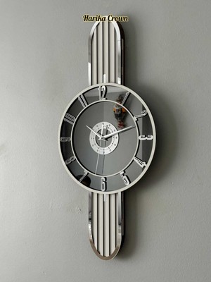 Modern Ahşap ve Aynalı Duvar Saati, 66 Cm, Şık ve Estetik Tasarım