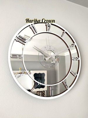 Ayna Detaylı Dekoratif Duvar Saati, 40 Cm, Şık Tasarım, Ev ve Ofis Için Ideal