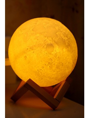 3D Ay Gece Lambası, Küre Tasarım, LED Işık, Başucu Dekor, Büyük Boy, Hediyelik