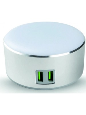 Iki USB Çıkışlı, Ayarlanabilir Beyaz LED Lamba, 2.4 Amper Güç Sağlar.