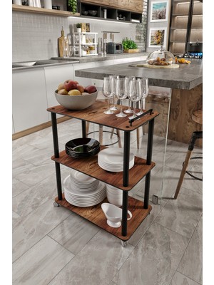 Müthiş Servis Arabası, Pratik ve Şık Ceviz Renkli Tasarım, Kolay Kullanım