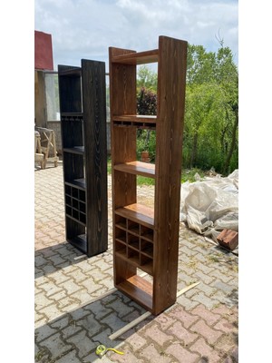 Masif Ahşap Rustik Şarap ve Içki Saklama Dolabı, Şık ve Doğal Tasarım