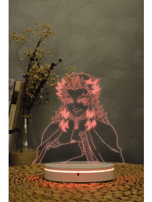 3D Renkli Gece Lambası, Demon Slayer Temalı, Dekoratif ve Şık Tasarım
