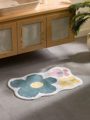 Renkli Çiçek Desenli Banyo Paspası 50X80 cm