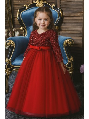 Kız Çocuk Özel Gün Elbisesi – Parlak Payetli Abiye