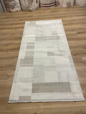 Ekru 100X200 Saten ve Yatışmaz Halı Seti, Şık ve Kaliteli Ev Dekoru.