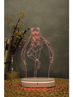 3D Renkli Ay Savaşçısı Gece Lambası, Dekoratif ve Şık Tasarım