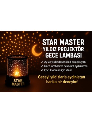 Renkli Yıldız Yansıtan Gece Lambası, Şık ve Sıcak Atmosfer Için Mükemmel Seçim