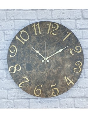 Mermer Desenli Renkli Rakamlı Çap 50 cm Duvar Saati