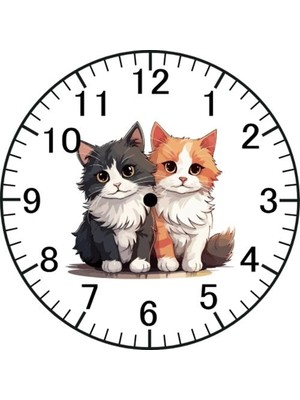 Renkli Kedi Model Duvar Saati, Sevimli ve Şık Tasarım, Dekoratif Saat