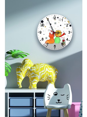 Çocuk Odası Renkli Dijital Baskılı Sessiz Duvar Saati Model 0280