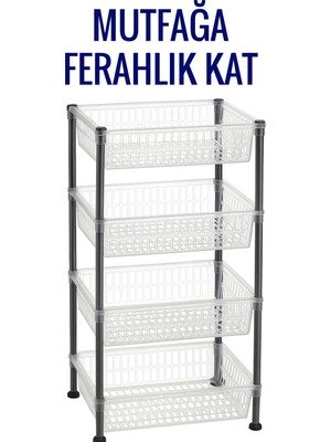 4 Katlı Şeffaf Plastik Sebzelik Raf – Dayanıklı Mutfak Düzenleyici