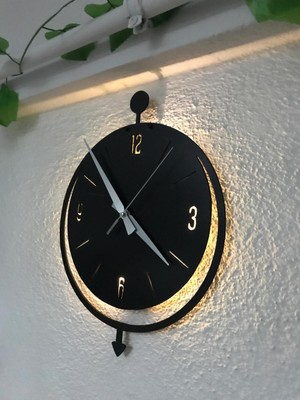 Şık Ahşap Ledli Duvar Saati, Modern ve Minimal Tasarım