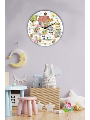Renkli Çocuk Odası Duvar Saati 30X30CM, Eğlenceli ve Şık Tasarım