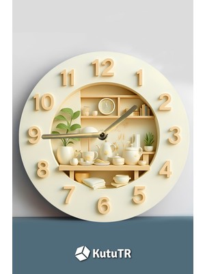 Uv Baskılı Ahşap Duvar Saati, Sıcak ve Huzur Dolu Ev Dekoru Için Ideal