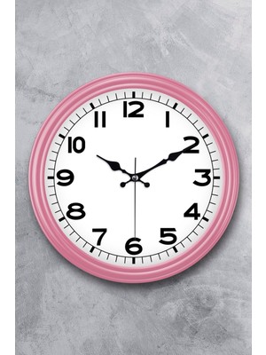 31 cm Pembe Dekoratif Cam Sessiz Mekanizma Duvar Saati