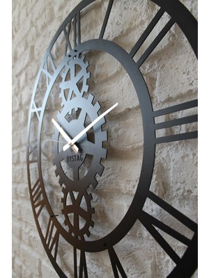 Büyük Metal Duvar Saati, Şık ve Modern Tasarım, Siyah Renk, Dayanıklı ve Şık Dekorasyon