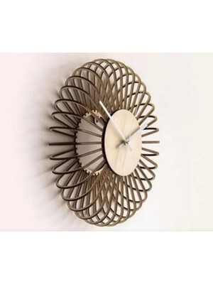 Şık Kahverengi Mdf Lazer Kesim Duvar Saati, Modern Dekorasyon Parçası