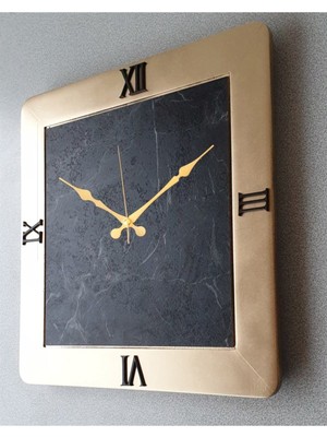 Mermer Desenli Gold Duvar Saati, Şık ve Zarif Tasarım, Modern Dekorasyon Için Ideal.