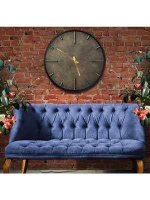 50 cm Siyah Kanvas Ahşap Duvar Saati, Şık ve Modern Tasarım