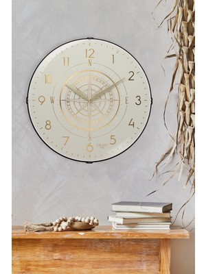 Şık Bombeli Cam Duvar Saati 35 Cm, Krem, Renkli ve Modern Tasarım