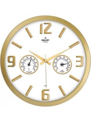 Şık Analog Termometre Higometre Duvar Saati, Kabartma Rakamlar, Lüks Tasarım