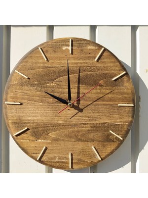 Şık Kahverengi Ahşap Duvar Saati, Dekoratif ve Modern Tasarım