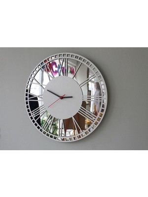 Modern Romen Rakamlı Aynalı Pleksi Ahşap Duvar Saati, Şık ve Zarif Tasarım