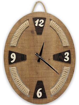 Ahşap Duvar Saati, Mdf, Otantik Tasarım, 35X45 Cm, Kahverengi.