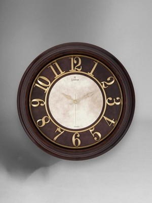 Şık 50 cm Eskitme Kabartma Kadranlı Duvar Saati, Kahve Renk