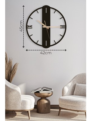 Şık Siyah Metal Duvar Saati 42X45CM, Sessiz ve Dekoratif Tasarım