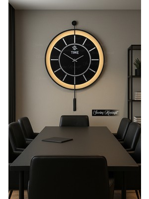 Modern Siyah LED Metal Duvar Saati, Xxl Boy 60X80 cm