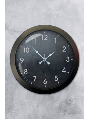 36 cm Siyah Metal Klasik Duvar Saati, Şık ve Sade Tasarım