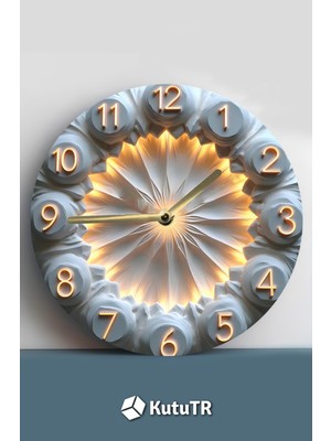 Şık ve Dayanıklı Uv Baskılı 3D Ahşap Duvar Saati, Modern Tasarım, Beyaz Renk