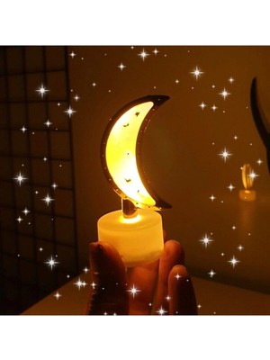 3'lü Mini Ay Gece Lambası Seti, Sarı Işık, Şık ve Sıcak Atmosfer Yaratır