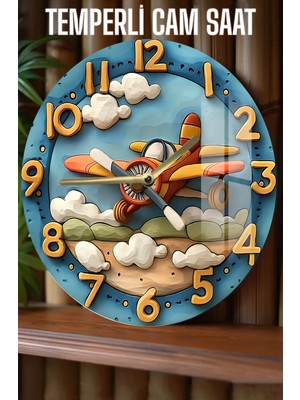 Renkli 3D Görünümlü Temperli Cam Saat, 33 Cm, Şık ve Modern Dekorasyon Parçası