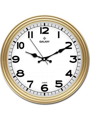 Altın Renkli Duvar Saati, 30CM, Akrilik Boyalı, Abs, Mineral Cam, Sessiz Mekanizma